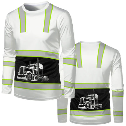 Construction worker workwear, classic loose round-neck T-shirt, long-sleeved shirt, comfortable breathable workwear