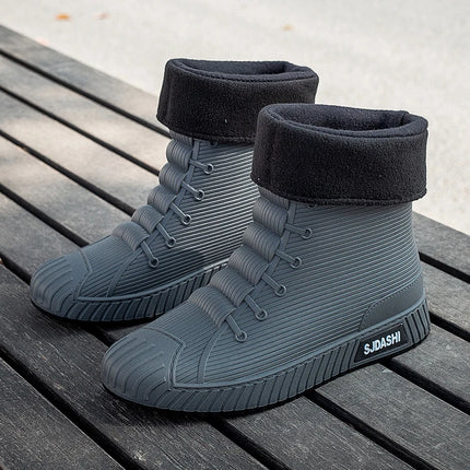 Versatile Casual Short-barreled Waterproof Shoes Men Women Lined With Fleece Warmth Anti-slip Wear-resistant Outdoors Rain Boots