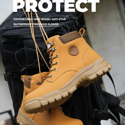 Men Protective Boots Steel Toe Shoes Anti-smash Anti-puncture Work Boots Safety Shoes Indestructible Winter Boots Waterproof-KarWorkwear