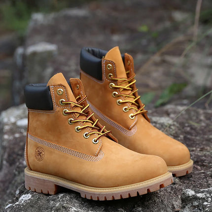 New Work Boots Men's Original Comfy Shoes Outdoor Hiking Leather Casual Shoes For Men Basic Boots Waterproof Yellow Boots