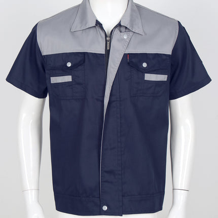 Men Women Short Sleeve Work Coat Workshop Shirts Motor Mechanic Uniform with Two-pocket T-shirts Man Workshop Overalls Top-KarWorkwear