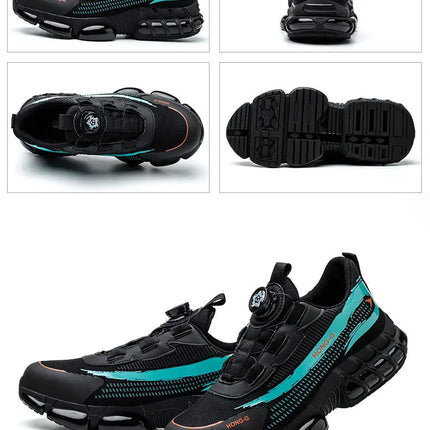Rotating Button Men Safety Shoes Protective Sneakers Steel Toe Cap Anti-smash Work Shoes Fashion Indestructible Boots Security-KarWorkwear