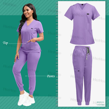 Women's Medical Joggers Suit Grooming Work Clothes Veterinary Dental Scrub Work Uniforms Fashion New Nurses Workwear Mens Scrubs-KarWorkwear