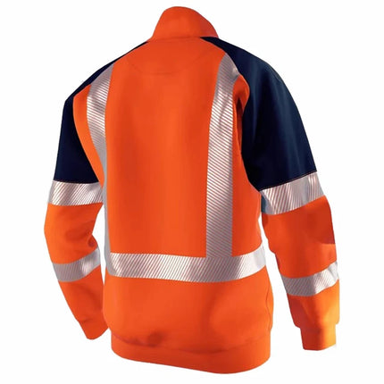 Men's High Visibility Work Clothing Safety Sweatshirt for Outdoor Construction Site Security Pullover Hoodie Hi Vis Workwear