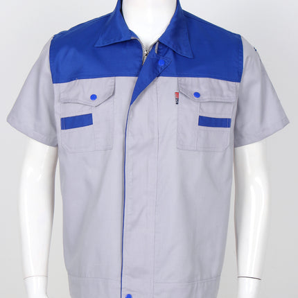 Men Women Short Sleeve Work Coat Workshop Shirts Motor Mechanic Uniform with Two-pocket T-shirts Man Workshop Overalls Top-KarWorkwear