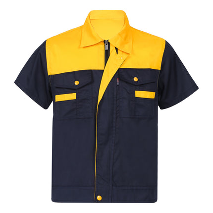 Men Women Short Sleeve Work Coat Workshop Shirts Motor Mechanic Uniform with Two-pocket T-shirts Man Workshop Overalls Top-KarWorkwear