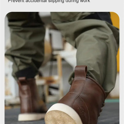 High quality leather boots Men Work Boots Waterproof Safety Shoes Men Autumn winter boots Steel toe shoes Puncture-Proof Boots