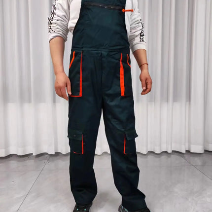 Men Long Sleeve Cargo Overalls Bib Pants Zipper Pockets Rompers Jumpsuit Fashion Labor Casual Coveralls Plus Size S-4xl