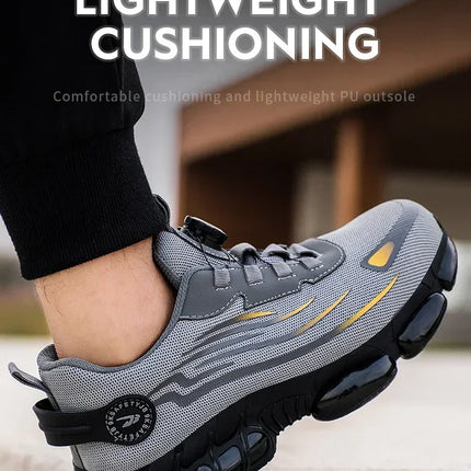 Rotating Button New Safety Shoes Men Anti-smash Anti-puncture Work Shoes Fashion Men Sport Shoes Security Protective Boots Men