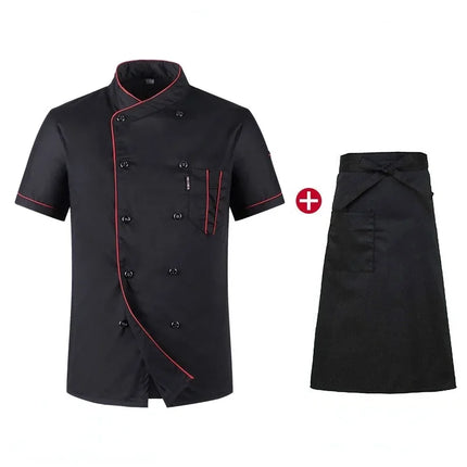Chef Jacket Short  Sleeve  Cook Coat Barista Baker Work Uniform Waiter Restaurant Hotel Clothes-KarWorkwear