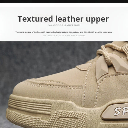 Men's Work Boots with PU Leather Are Versatile Trendy High-quality Comfortable and Feature A Retro Style with Round Toe
