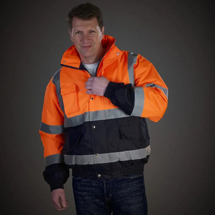 High Visibility Reflective  Jacket Men Waterproof Thickened Safety Coat for Outdoor Work Hi Vis Workwear Bomber Jacket