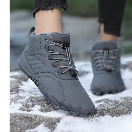 Snow Boots Men Winter Shoes Barefoot Ankle Boots 36-46 Couple Snow Shoes Outdoor Hiking Shoes Fur Warm Plush Boots