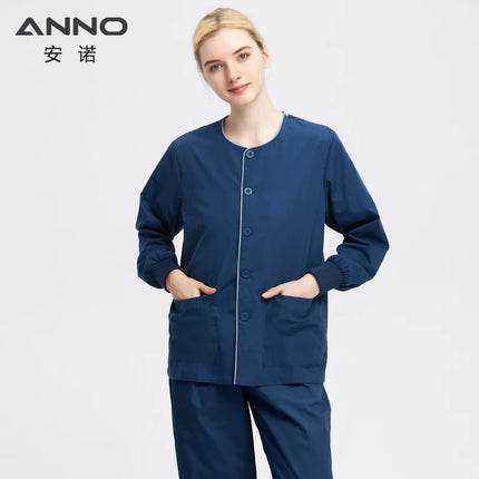 Long Sleeves Scrubs Jackets Pretty Outfit Soft Nurse Out Coat Doctor Hospital Nursing Staff Uniforms Autumn Winter Work Wear-KarWorkwear