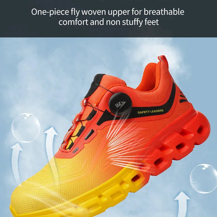 Fashion Rotating Button Men Work Safety Shoes Puncture-Proof Steel Toe Cap Sneakers Indestructible Protective Male Boots-KarWorkwear