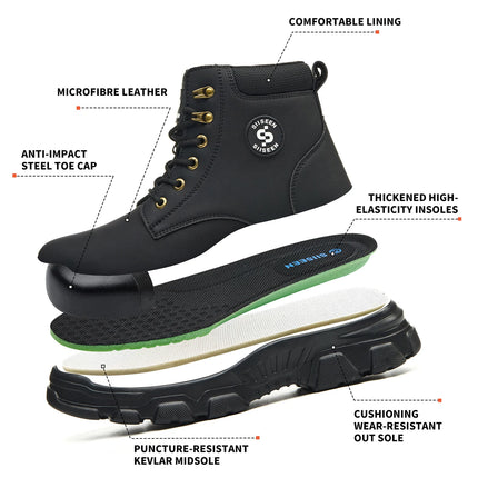 Men's Safety Shoes Anti-impact Steel Toe Puncture-resistant Kevlar Outdoor Construction Site Safety Boots Workshop Factory Work
