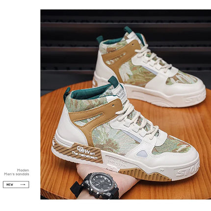 2023 Men Boots High Top Sneakers Casual Platform Leather Skateboard Fashion Designer Luxury Outdoor Sport Tennis Safety Loafers-KarWorkwear