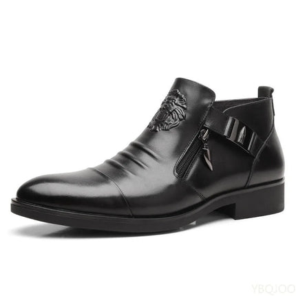 Winter Men's Elegant Boots Ankle non slip Leather Shoes British Zip Black Knight boots Pointed Punk Platform male Booties Botas