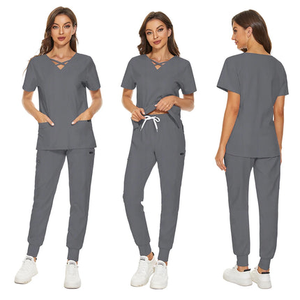 Beauty Salon Women Work Uniforms Plus Size Short-sleeved Health Services Suits Working Suits Summer Fashion Pet Scrubs Costume-KarWorkwear