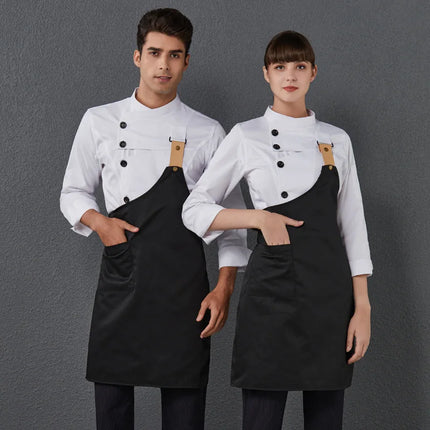 Men's kitchen jacket Restaurant Unisex chef uniform women Work wear cook costume Long Shirt Cook's clothes kitchen uniform Apron-KarWorkwear