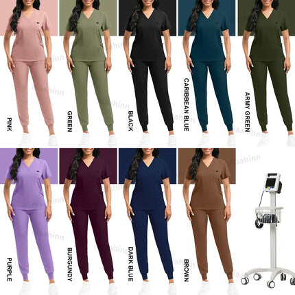 Nurse Uniform Fashionable V-neck Uniform Set Mens Scrub Medical Scrub Women Pet Shop Clinic Pharmacy Workwear Beautician Uniform