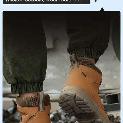 Waterproof Safety Boots Men Indestructible Steel Toe Work Boots Anti-smash Stab-resistant Safety Shoes Biker Botas Para Hombre