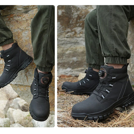 Waterproof Safety Boots Men Indestructible Steel Toe Work Boots Anti-smash Stab-resistant Safety Shoes Biker Botas Para Hombre