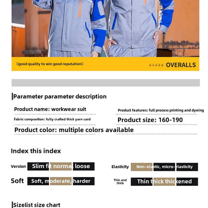 Reflective strip workwear set factory uniform long sleeved wear-resistant thick welding auto repair labor protection suit