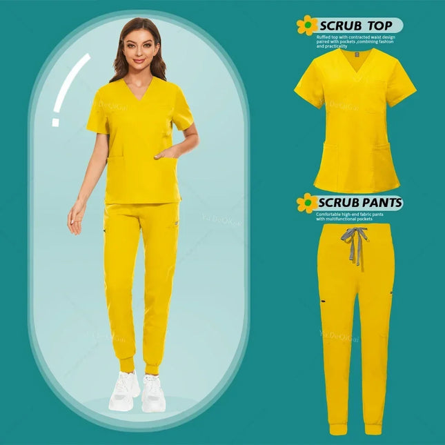 High Quality Suit Medical Nurse Uniforms Multicolor Scrubs Set Beauty Salon Spa Work Clothes Surgical Gowns Nursing Accessories-KarWorkwear