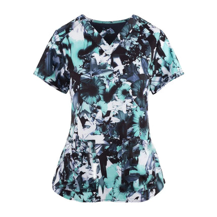 Print Scrubs Top Women with Pockets V-Neck Scrub Uniforms Pet Grooming Nurse Spa Caring Shirt uniformes de enfermería para mujer-KarWorkwear