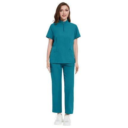 Hospital Doctor Nursing Uniform Women Wholesale Casual Short Sleeved V-neck Jogger Suits Nurse Pharmacy Working Medical Uniforms-KarWorkwear
