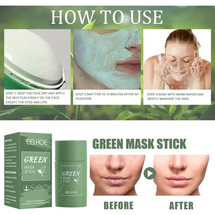 Green Tea Mask Face Clean GreenTea Mask Stick Deep Moisturizing Shrink Pores Blackhead Acne Facial Film Korean Skin Care Product-KarWorkwear