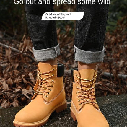 Boots Men High Top Boots High Quality Women Leather Shoes Fashion Outdoor Sneakers Men Lace Up Non-Slip Ankle Boots for Couple