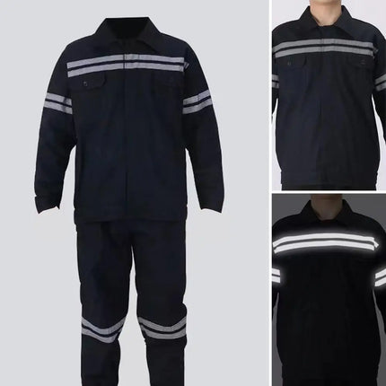 Sweat-absorbent Work Attire High Visibility Workwear Set Reflective Jacket Pants Trousers for Safety Welding Repairman Uniform-KarWorkwear