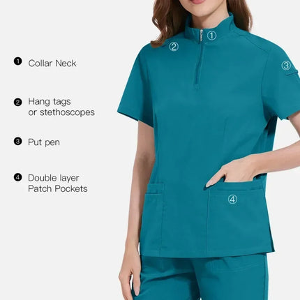 Hospital Doctor Nursing Uniform Women Wholesale Casual Short Sleeved V-neck Jogger Suits Nurse Pharmacy Working Medical Uniforms-KarWorkwear