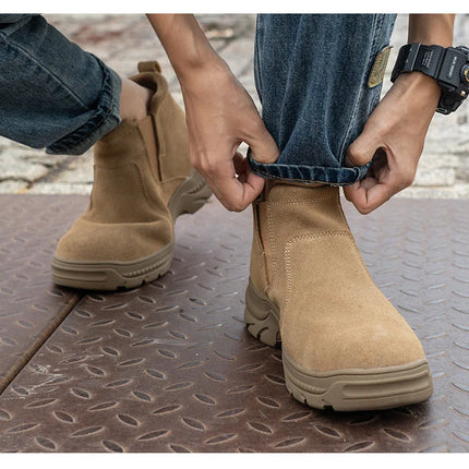 2023 Quality Leather Boots Men Safety Shoes Waterproof Work Boots Safety Steel Toe Shoes Men Puncture-Proof Indestructible Shoes-KarWorkwear