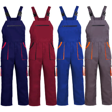 Bib Overalls Mens Women Work Clothing Plus Size Protective Coveralls Strap Jumpsuit Multi Pockets Uniform Sleeveless Cargo Pants-KarWorkwear