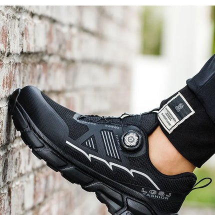 Rotating Button Men Shoes Security Sneakers Steel Toe Shoes Puncture-Proof work Shoes Anti-smash Sport Safety Shoes Protective-KarWorkwear
