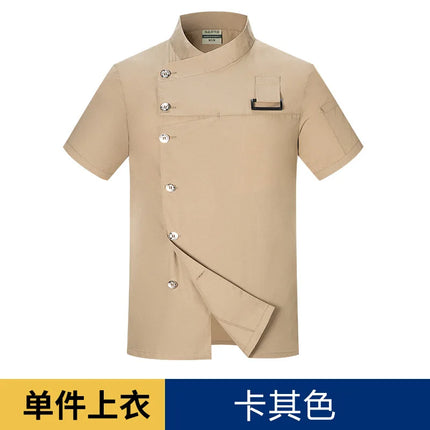 black chef uniform Chef Jacket Short Sleeve Cook Coat Chef T-shirt Baker Work Uniform Waiter Restaurant Hotel Clothes women Logo-KarWorkwear