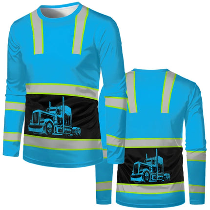Construction worker workwear, classic loose round-neck T-shirt, long-sleeved shirt, comfortable breathable workwear