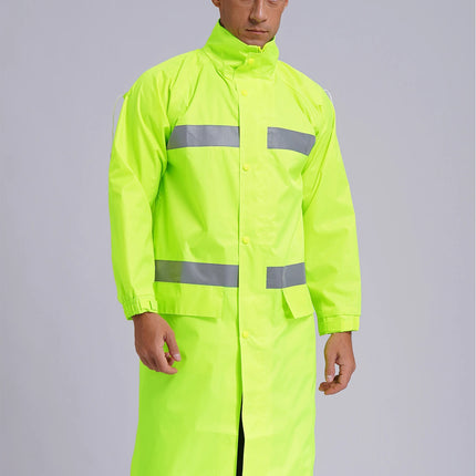 Adult Solid Color Raincoat Long Sleeve Hooded Reflective Stripe Jacket Traffic Office/Firefighter Work Uniform Emergency Poncho-KarWorkwear