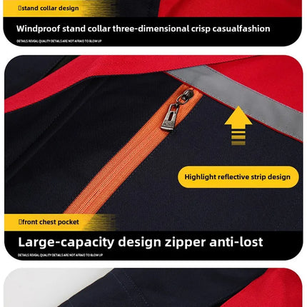 Reflective strip workwear set factory uniform long sleeved wear-resistant thick welding auto repair labor protection suit