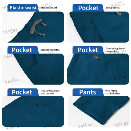 Unisex Medical Uniforms Men Women Nursing Clothes Beauty Costume Nurse Scrubs Sets Doctor Dentist Workwear Clinical Tops Pants-KarWorkwear