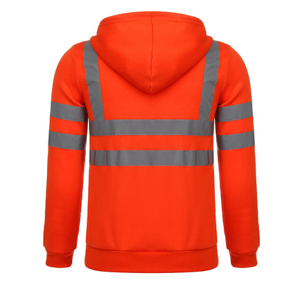 Man Sweatshirt Fashion High Visibility Mens Road Work Jacket Men'S Reflective Strip Hoodies Color Block Long Sleeve Work Coat