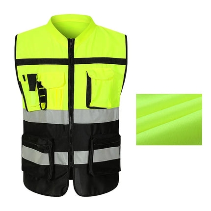 Durable Multi Pocket Workwear Vest With/Without Waistband Strip Protective Clothing Safety For Night Running Factory Unisex