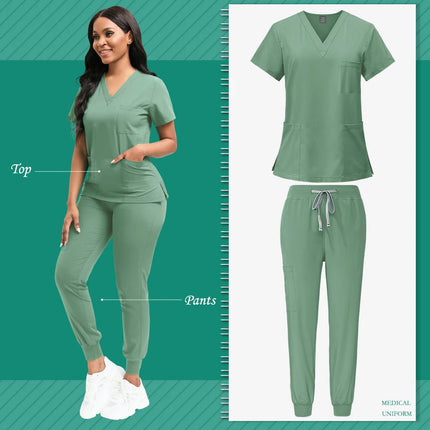 New Nurse Uniform for Women Nursing Solid Surgical Gown High-quality Doctor Scrub Sets Unisex Hospital Work Wear Wholesale Price-KarWorkwear