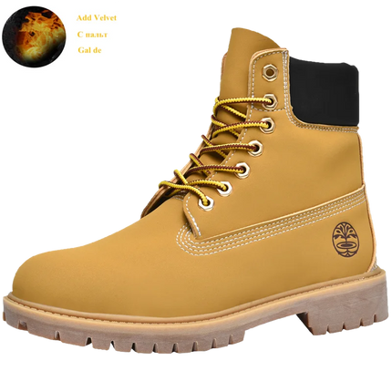 Classic Fashion Brown Work Boots Men Women High-quality Leather Ankle Boots Big Size 46 Men Lace-up Platform Boots Botas Hombre-KarWorkwear