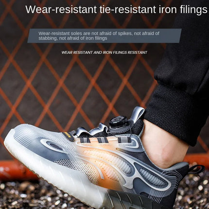 New Men's Safety Shoes with Rotating Buttons,working Sports Shoes, Protective Boots, Parker Steel Shoes,casual Ring Shoes-KarWorkwear