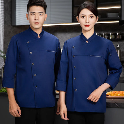 Men chef jacket with apron Long Sleeve Chef uniform Restaurant Cook Coat Chef T-shirt Work Uniform Hotel Clothes Logo women-KarWorkwear