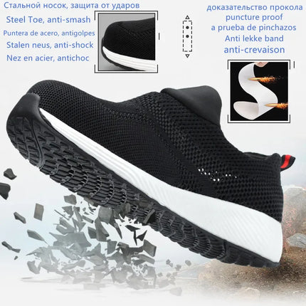 New 2022 Summer Breathable Men Casual Shoes Steel Toe Cap Indestructible Safety Working Shoes Outdoor Men Footwear-KarWorkwear